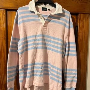 J. Crew Pastel Pink and Light Blue Rugby Shirt